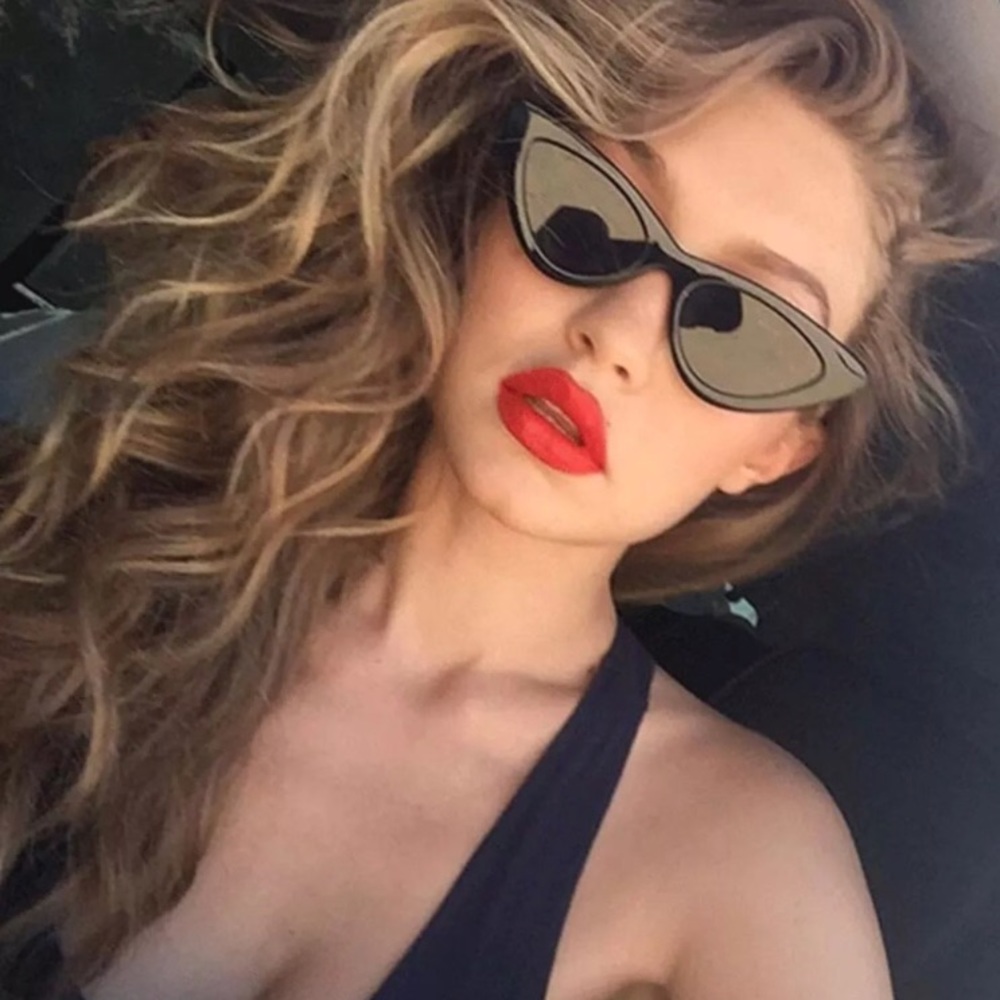 Retro Black Slim Cat Eye Sunglasses